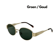 Dames Zonnebril Vintage Metalen Frame Groene Glazen UV-bescherming - Zwart Goud / Groen / Bronze - Maelen