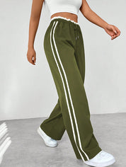 Joggingbroek Dames Wide Leg met Zijstrepen en Hoge Taille, Casual Sportkleding - Mia Comforto