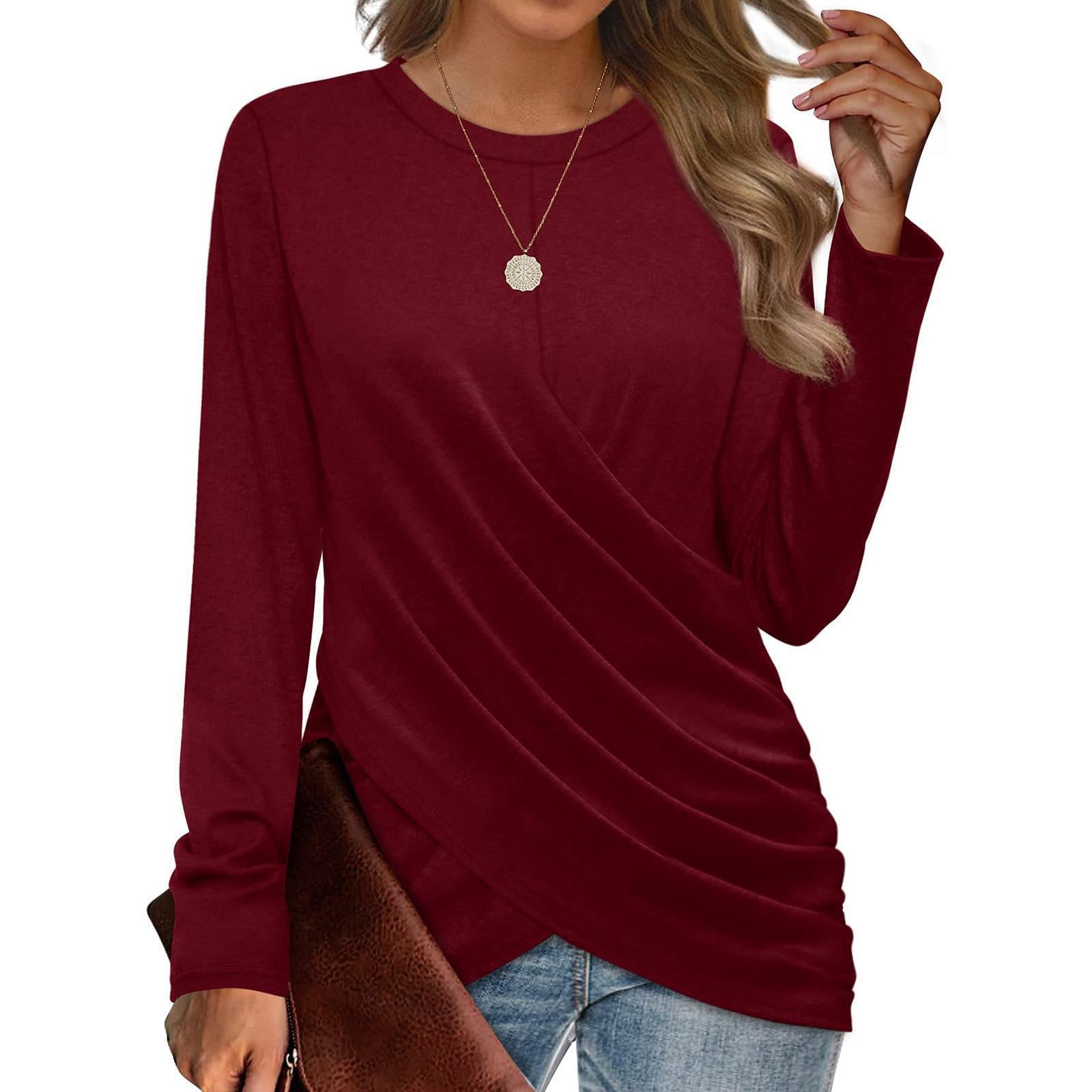 Cynthia Top | T-shirt met Geplooide Losse Mouwen en Casual Ronde Hals