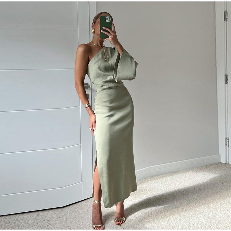 One-Shoulder Maxi Jurk - Valentina Morelli