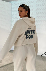 Giada dames trainingspak – wit luxe pak met hoodie en losse pasvorm