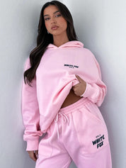 Gianna dames trainingspak – wit luxe pak met hoodie en losse pasvorm