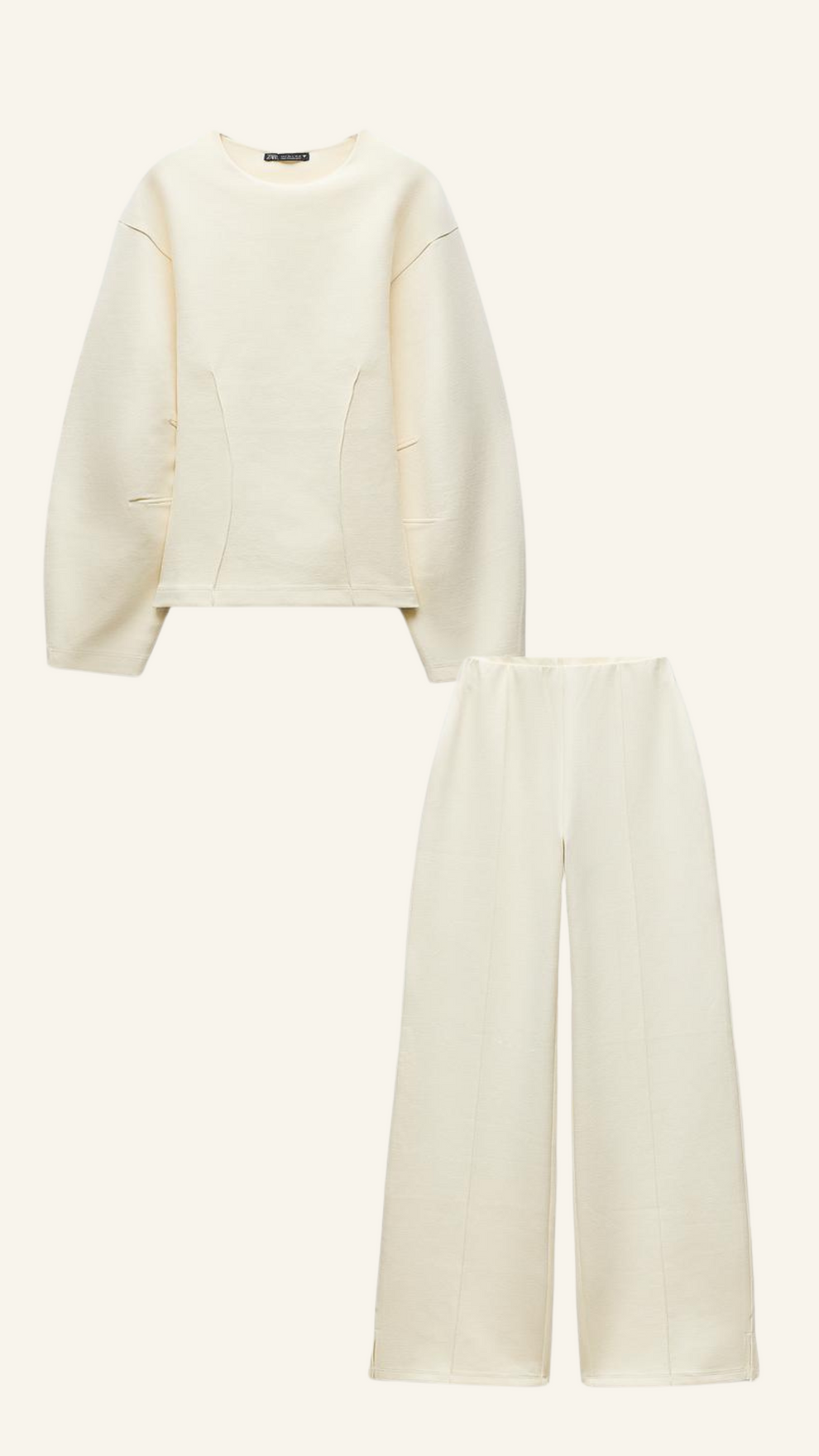 Dames Tweedelige Set Oversized Trui en Wide Leg Broek Casual Chic - Gebroken Wit / Grijs / Zwart - Maelen