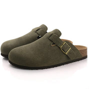 Suède Clogs Dames met Gesloten Neus en Verstelbare Gesp - Bruin / Beige / Zwart - Boston-Sandalen