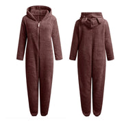 Giulia fleece onesie – superzachte dames onesie met schattige berenoortjes