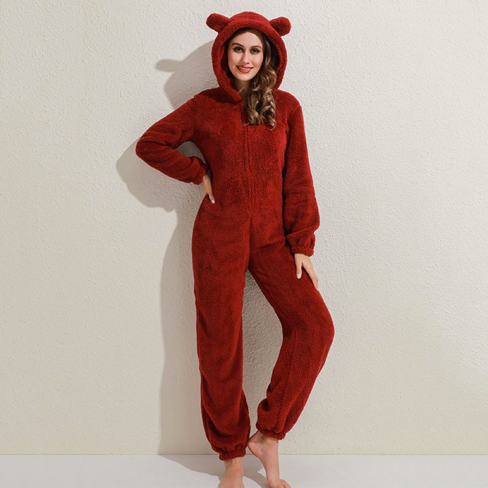 Giulia fleece onesie – superzachte dames onesie met schattige berenoortjes
