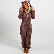 Giulia fleece onesie – superzachte dames onesie met schattige berenoortjes
