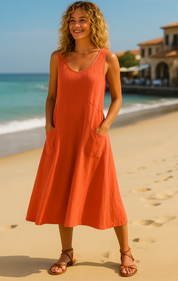 Nena Jurk | Relaxte Zomerjurk met Volumineuze Pasvorm en Zakken