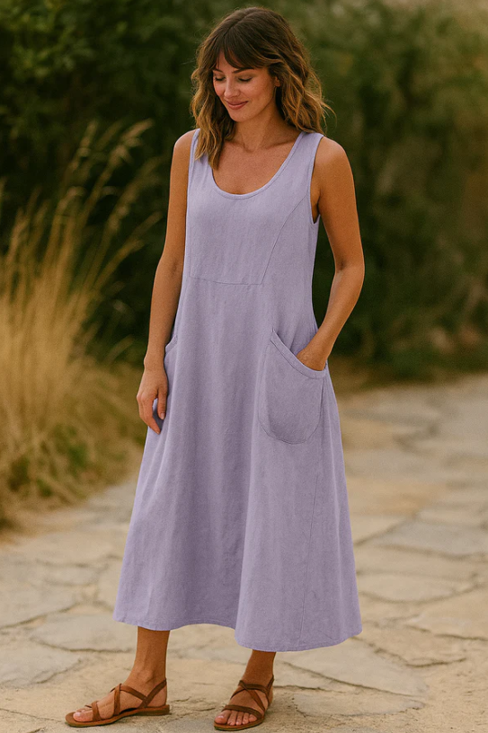 Nena Jurk | Relaxte Zomerjurk met Volumineuze Pasvorm en Zakken