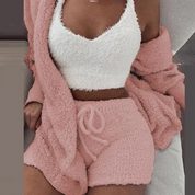 Cosy Loungewear Set | Gebreide 3-Delige Fleece Set met Vest, Top en Short