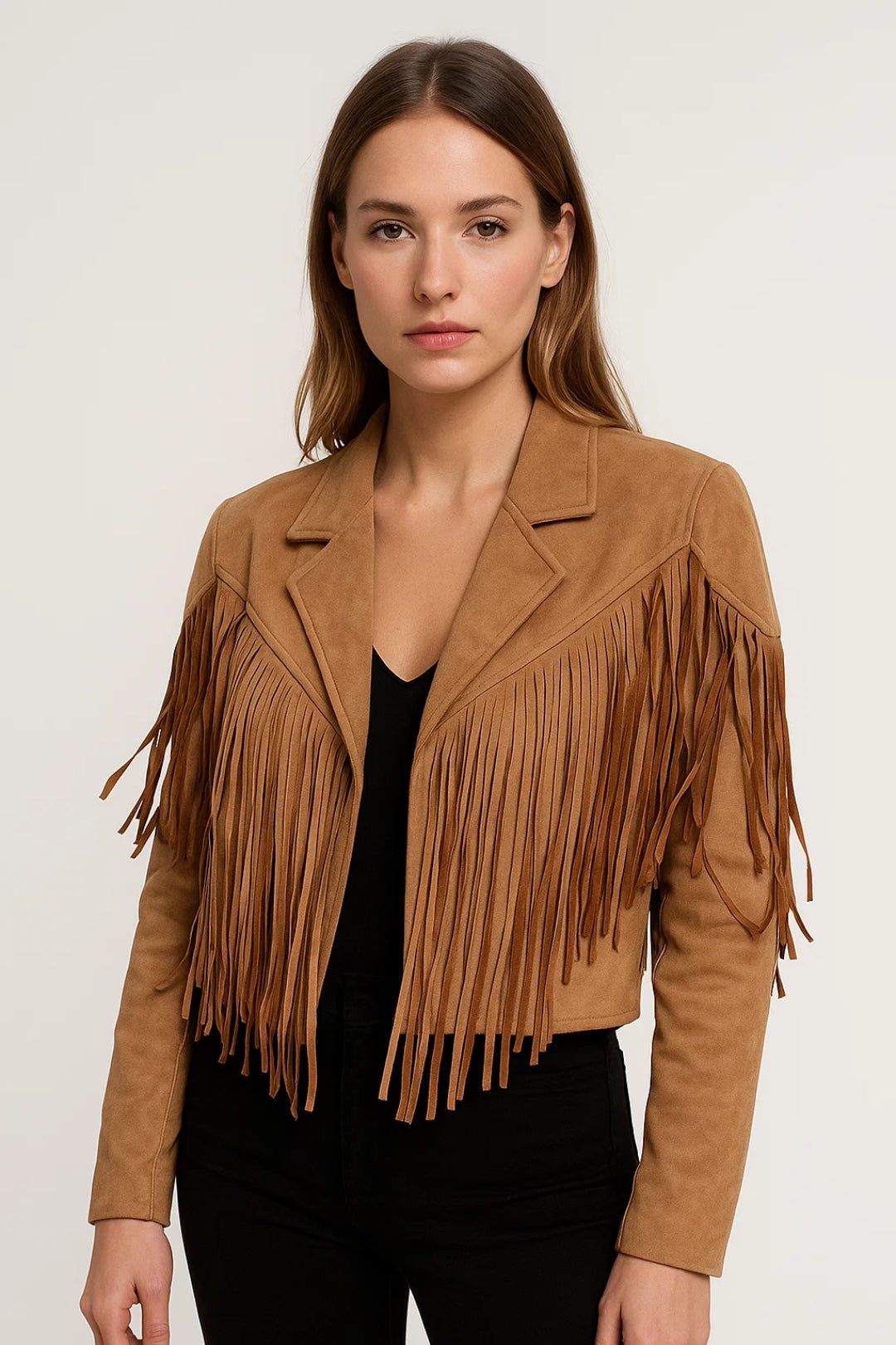 Dames Franjejas Western Suède Look Korte Pasvorm - Roze / Bruin - Maelen