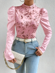 Bloom Blouse | Elegante Blouse met Bloemenprint, Col en Pofmouwen
