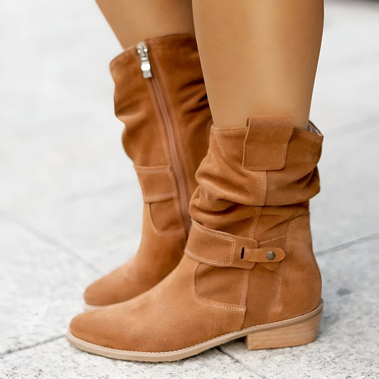 Giovanna Boots | Elegante Dameslaarzen van Kunstsuède met Lage Hak en Zachte Voering