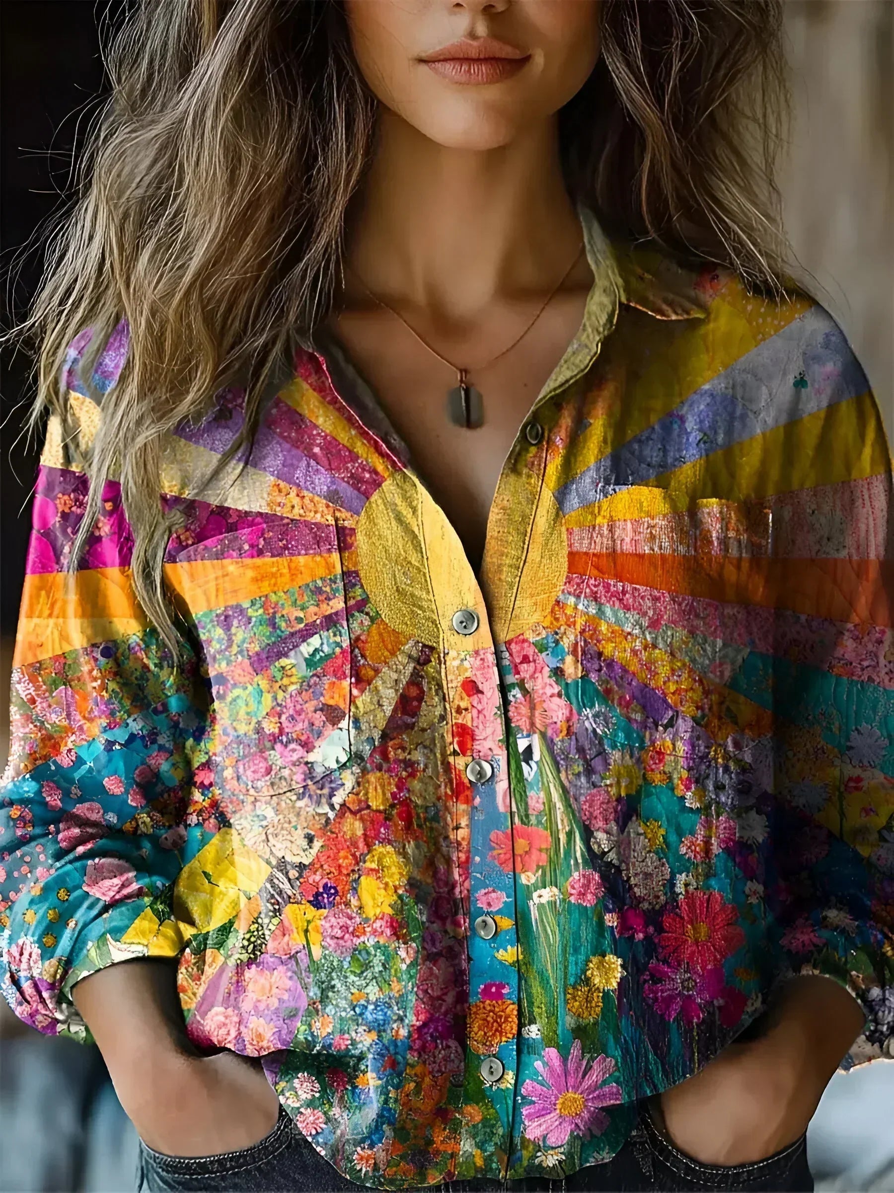 Damesblouse Kleurrijke Print Casual Oversized Zomer - Maelen