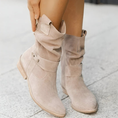 Giovanna Boots | Elegante Dameslaarzen van Kunstsuède met Lage Hak en Zachte Voering