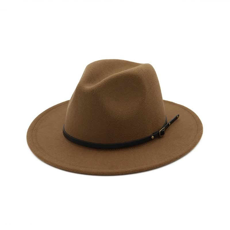 Eliane | Klassieke Fedora Hoed Dames met Leren Band - Tijdloos, Stijlvol en Veelzijdig - Camel / Zwart / Bordeaux