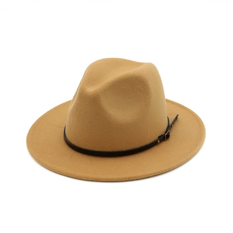 Eliane | Klassieke Fedora Hoed Dames met Leren Band - Tijdloos, Stijlvol en Veelzijdig - Camel / Zwart / Bordeaux