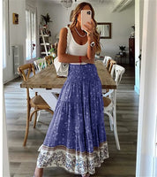 Chiara Rok | Bohemian Maxi Rok met Uniek Bloemendesign en Elastische Taille