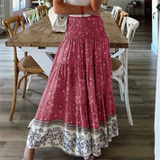 Chiara Rok | Bohemian Maxi Rok met Uniek Bloemendesign en Elastische Taille