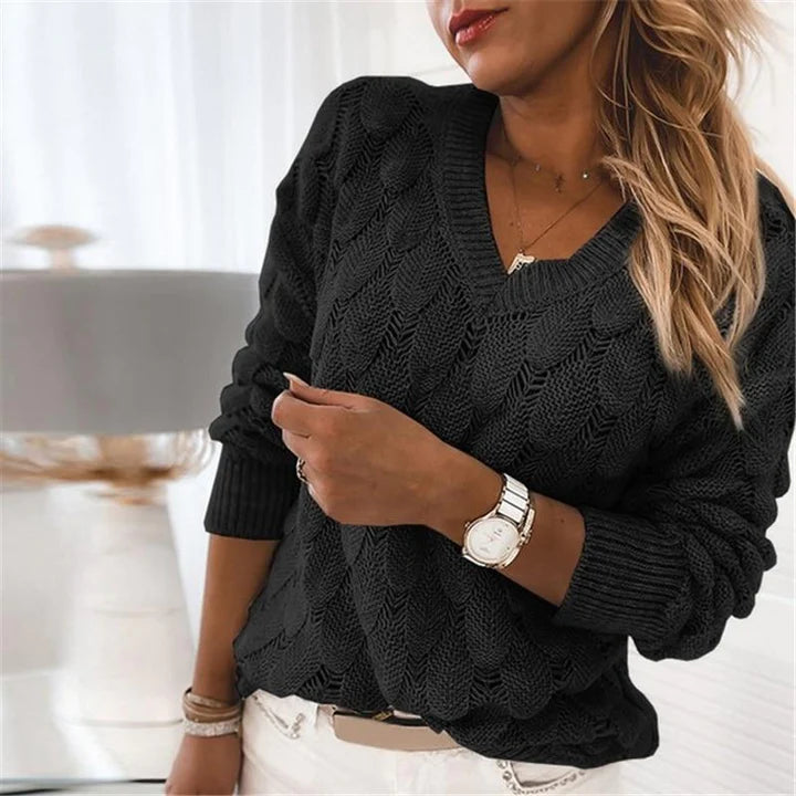 Aleta Sweater | Zachte Gebreide V-Hals Trui met Tijdloze Elegantie