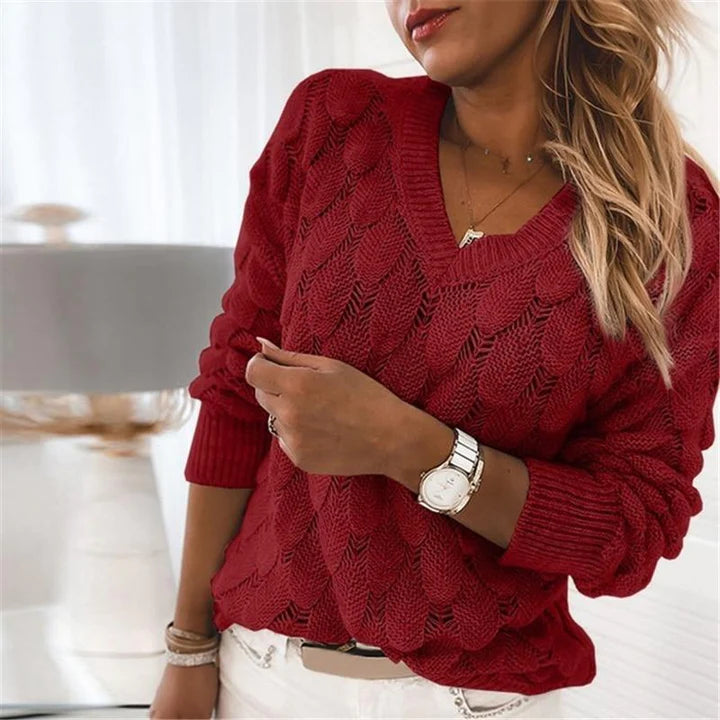 Aleta Sweater | Zachte Gebreide V-Hals Trui met Tijdloze Elegantie