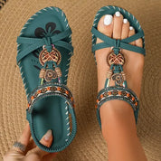 Dames Sandalen Orthopedisch Comfort Gevlochten Bandjes Kurk Zool - Kobalt Blauw / Mahonie Bruin / Beige Bali - Maelen
