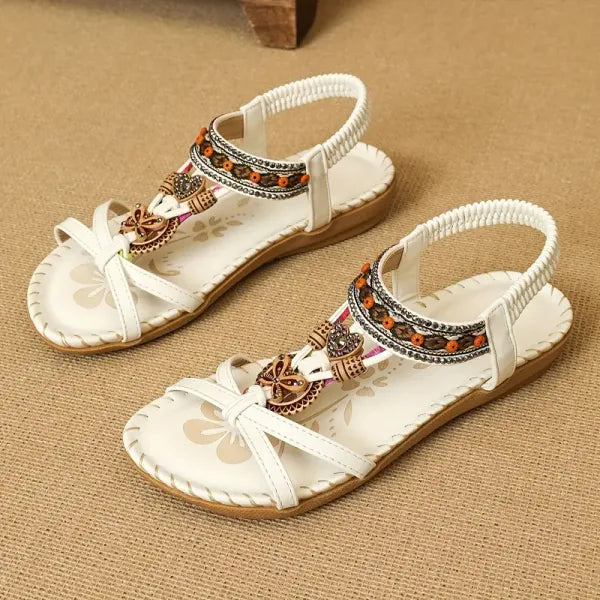 Dames Sandalen Orthopedisch Comfort Gevlochten Bandjes Kurk Zool - Kobalt Blauw / Mahonie Bruin / Beige Bali - Maelen
