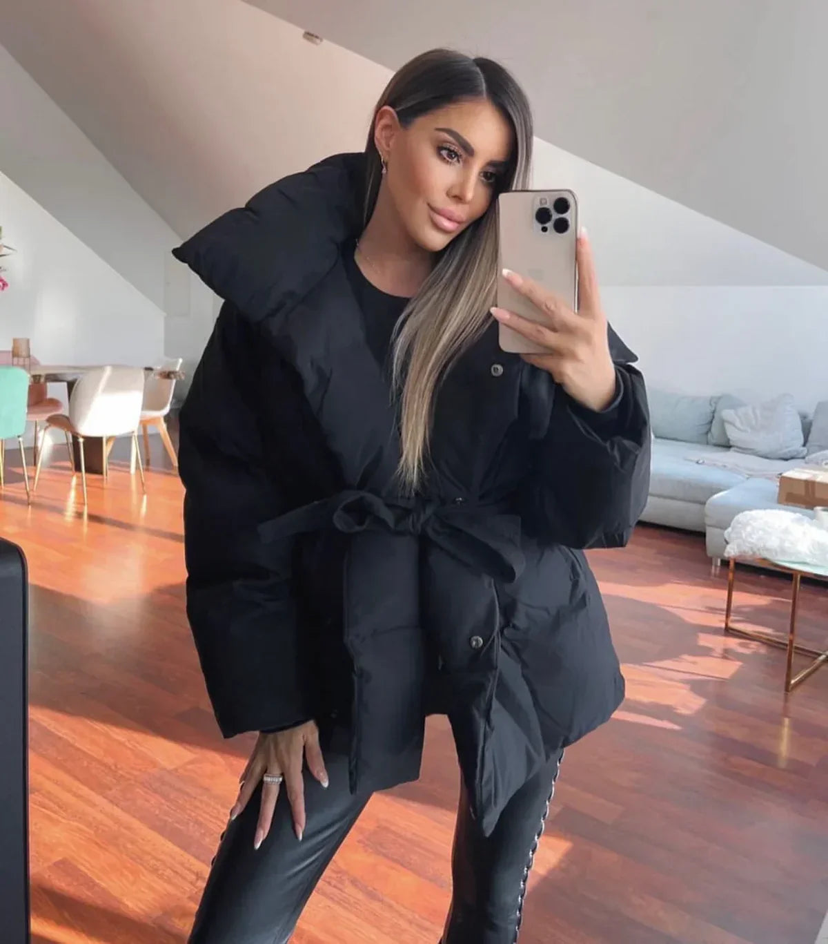 Giada Elegante gewatteerde damesjas | Trendy winterparka met ceintuur & chique uitstraling