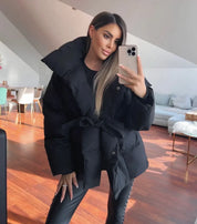 Giada Elegante gewatteerde damesjas | Trendy winterparka met ceintuur & chique uitstraling
