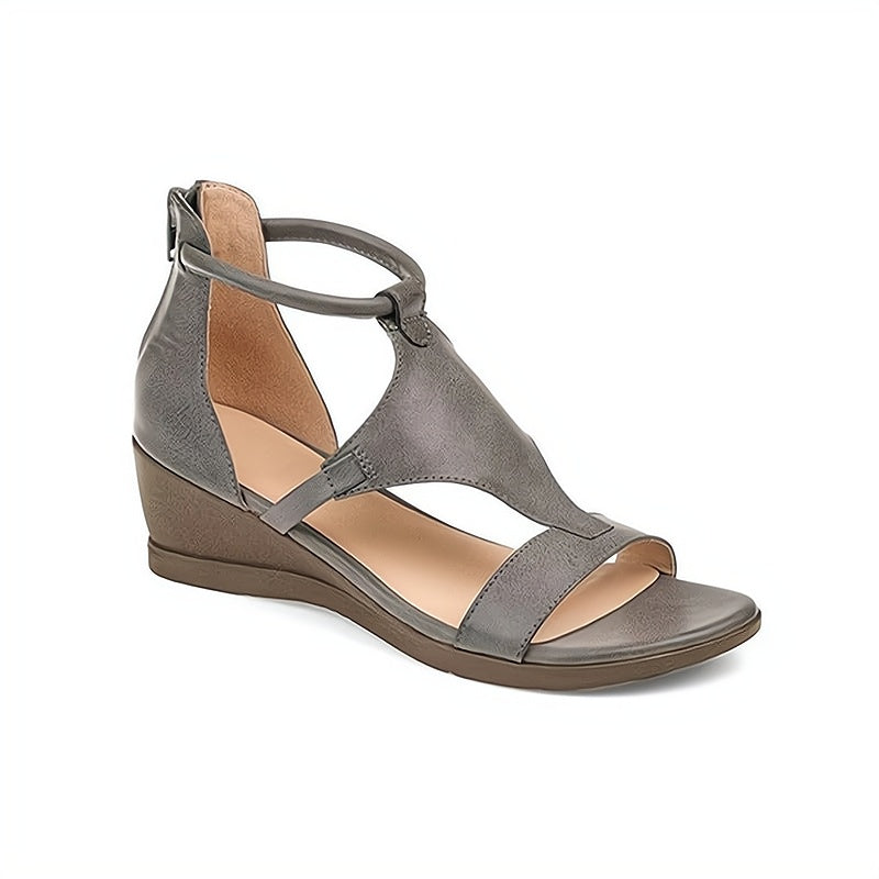 Elena Sandalen | Comfortabele Dames Sandalen met Retro Hak en Ritssluiting