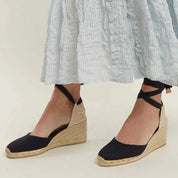 Sleehak Sandalen Dames met Enkelriempje – Espadrille Stijl | Bella Greco