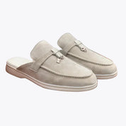 Elegante Damesmuiltjes van Suède met Gesp en Lichte Zool - Beige/Zwart/Bruin