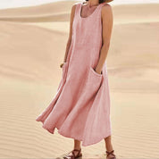 Arlena Jurk | Linnen-Katoen Zomerjurk met Pockets en Flatterend Silhouet