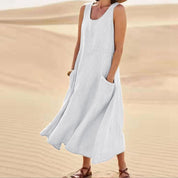 Arlena Jurk | Linnen-Katoen Zomerjurk met Pockets en Flatterend Silhouet