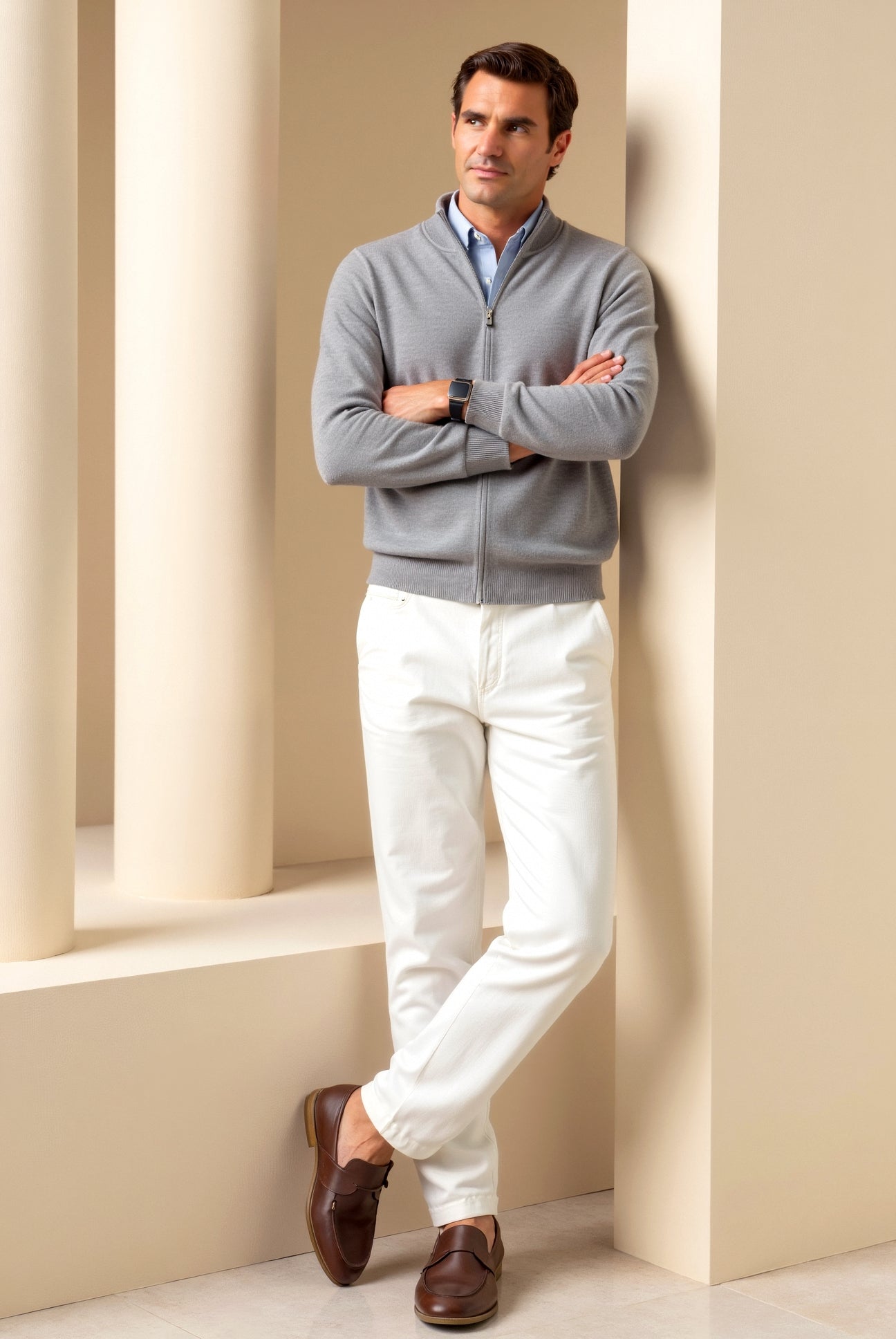 Sandr Cardigan | Heren slim-fit cardigan met rits en elegante pasvorm