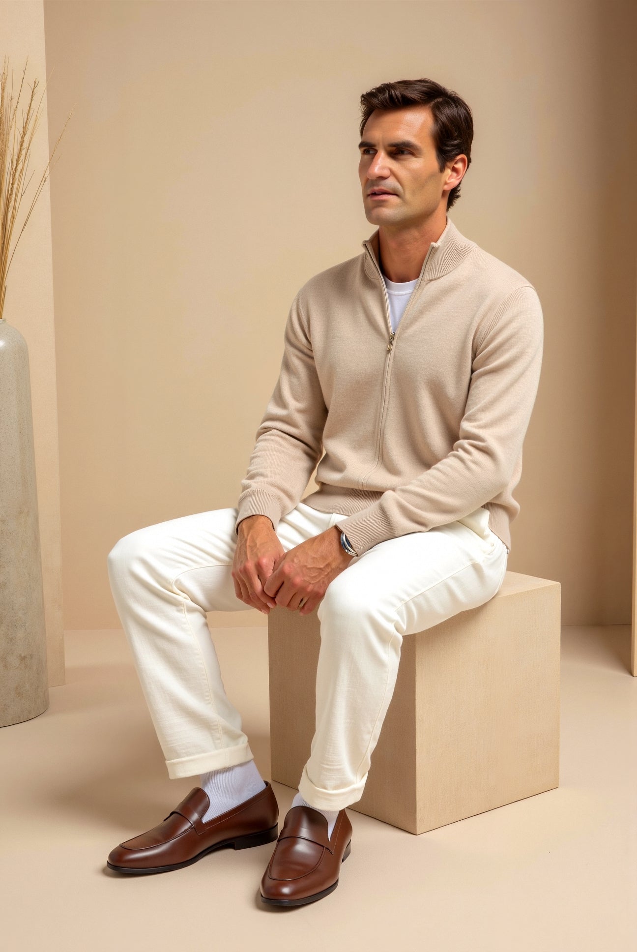 Sandr Cardigan | Heren slim-fit cardigan met rits en elegante pasvorm