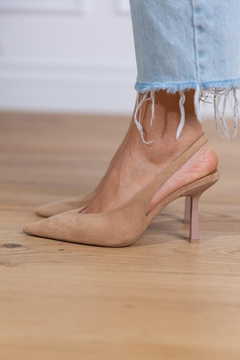 Dames Sleehak Pumps Puntige Neus Slingback Naaldvormige Hak Casual Elegant - Beige - Maelen