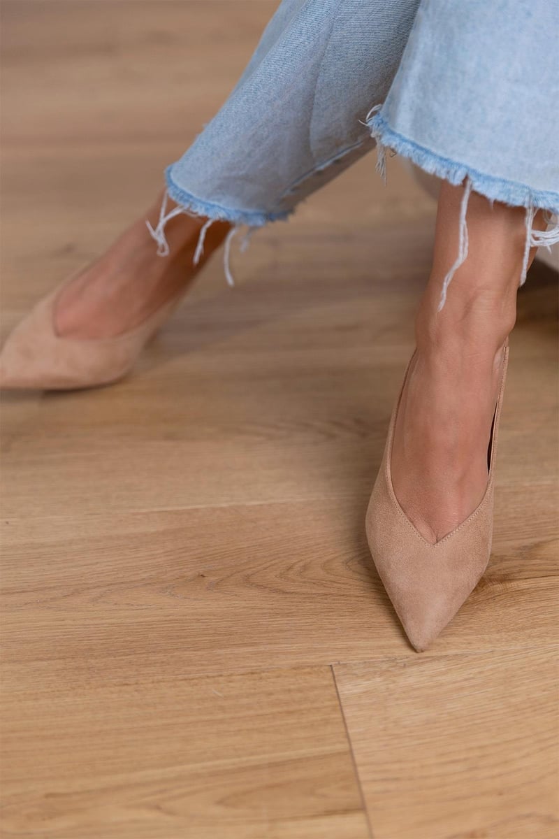 Dames Sleehak Pumps Puntige Neus Slingback Naaldvormige Hak Casual Elegant - Beige - Maelen