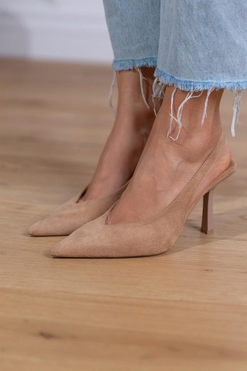 Dames Sleehak Pumps Puntige Neus Slingback Naaldvormige Hak Casual Elegant - Beige - Maelen