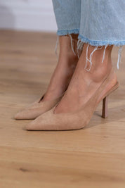 Dames Sleehak Pumps Puntige Neus Slingback Naaldvormige Hak Casual Elegant - Beige - Maelen