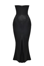 Isabella Dress | Luxe Satijnen Maxi-jurk met Gecorsetteerd Lijfje en Kantdetails