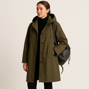 Luciana Elegante waterdichte regenmantel dames – driekwart jas met capuchon en ceintuur