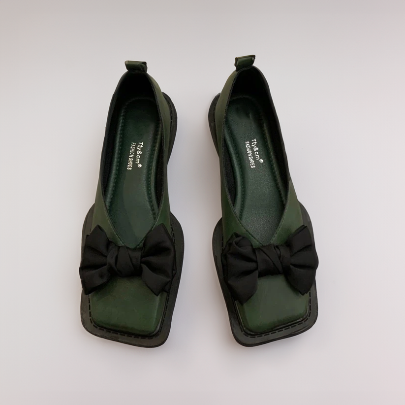 Amelia Muiltjes | Trendy Vierkante Teen met Strik & Dempende Binnenzool