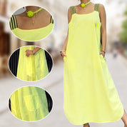 Chiara Jurk | Lange Zomerjurk met Brede Bandjes, Verborgen Zakken en Luchtige Pasvorm