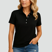 Dames Poloshirt met een Elegante Snit voor Dagelijks Gebruik en Werk, Korte Mouwen - Zwart/Wit/Blauw