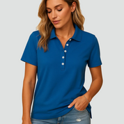 Dames Poloshirt met een Elegante Snit voor Dagelijks Gebruik en Werk, Korte Mouwen - Zwart/Wit/Blauw