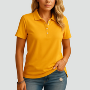 Dames Poloshirt met een Elegante Snit voor Dagelijks Gebruik en Werk, Korte Mouwen - Zwart/Wit/Blauw