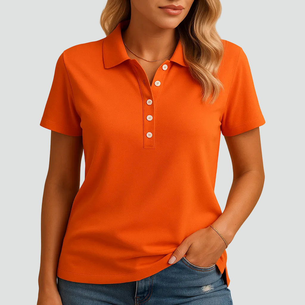 Dames Poloshirt met een Elegante Snit voor Dagelijks Gebruik en Werk, Korte Mouwen - Zwart/Wit/Blauw