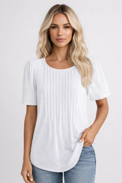 Basic Dames T-shirt met Ronde Hals en Losse Pasvorm - Wit / Zwart / Groen - Maelen