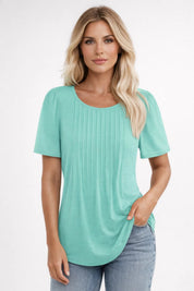 Basic Dames T-shirt met Ronde Hals en Losse Pasvorm - Wit / Zwart / Groen - Maelen